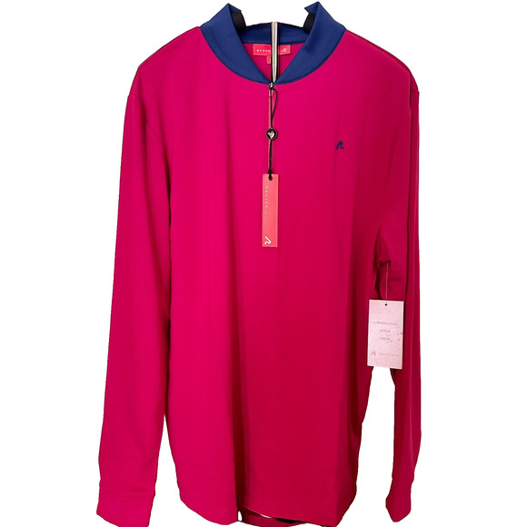 REDVANLY Briar Men’s 1/4 Zip Pullover Golf Shirt Stretch Knit M Sangria Pink - Picture 1 of 10